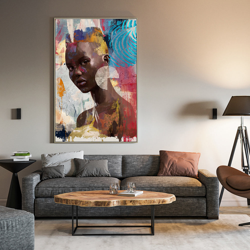 Vibrant Portrait of Modern Elegance Canvas Wall Art