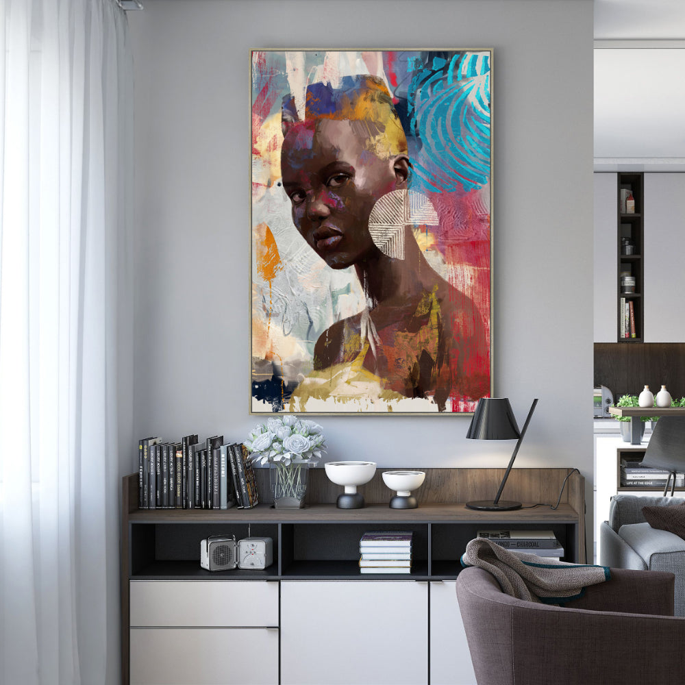 Vibrant Portrait of Modern Elegance Canvas Wall Art