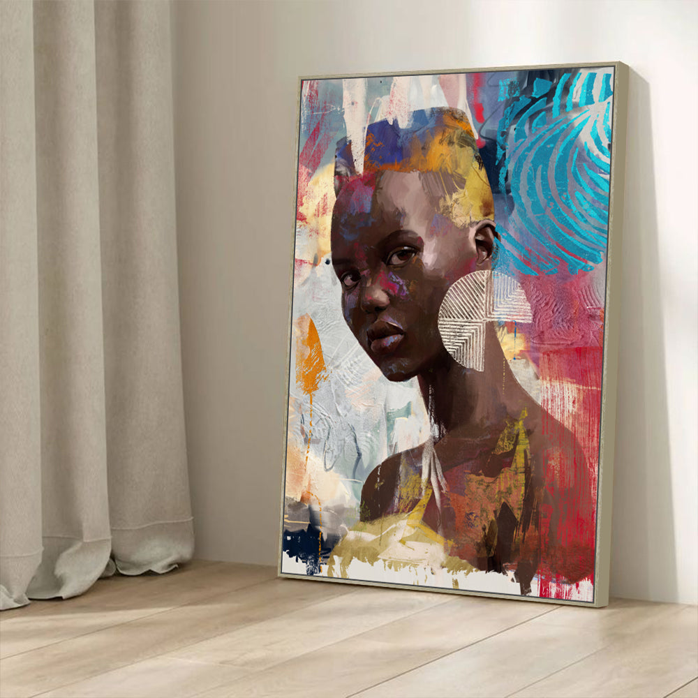 Vibrant Portrait of Modern Elegance Canvas Wall Art