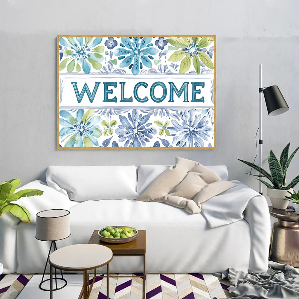 Floral Welcome Canvas Wall Art