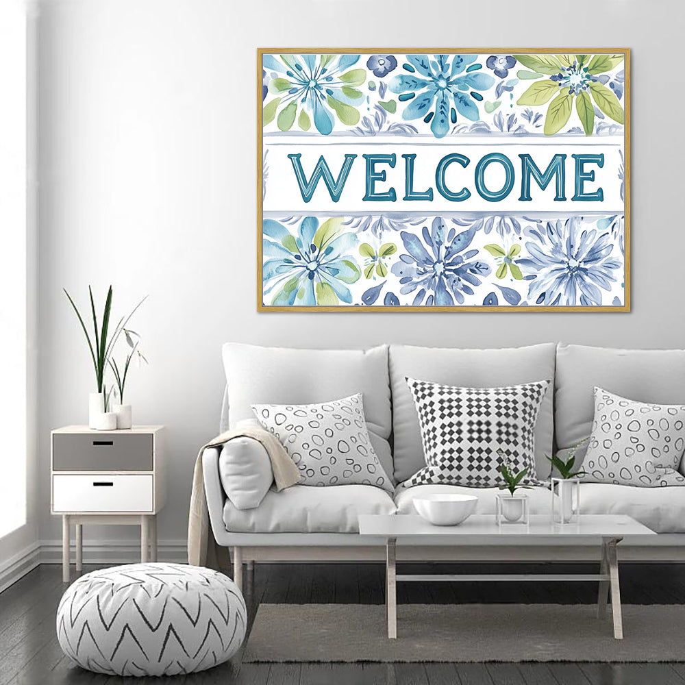 Floral Welcome Canvas Wall Art