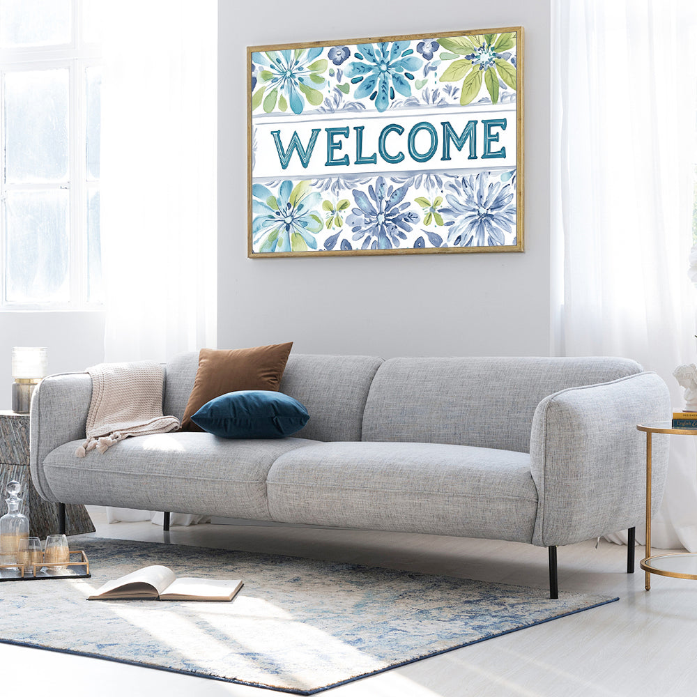 Floral Welcome Canvas Wall Art