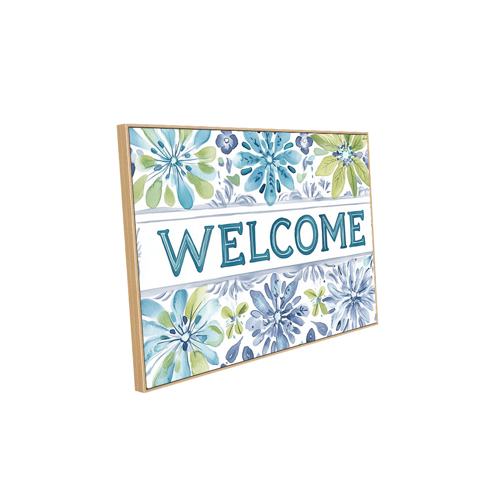 Floral Welcome Canvas Wall Art