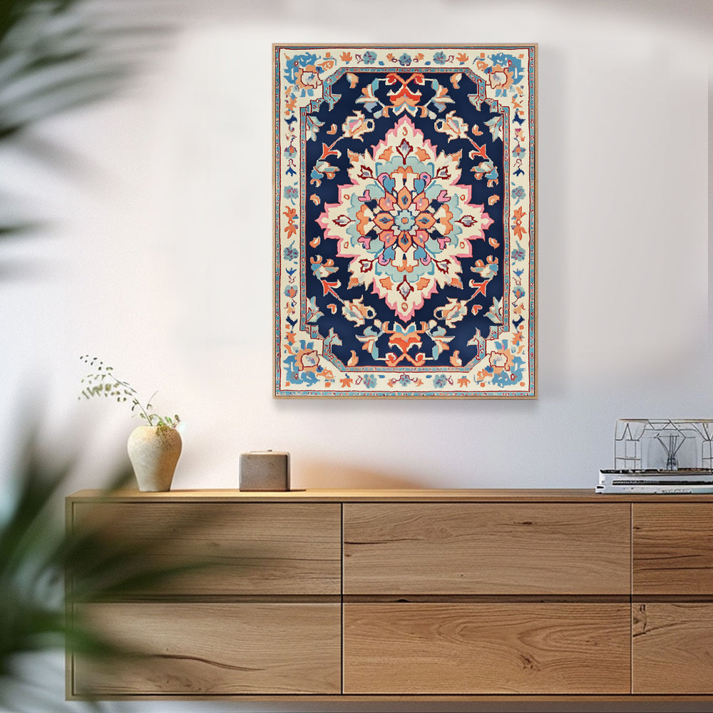 Navy Medallion Bohemian Canvas Wall Art