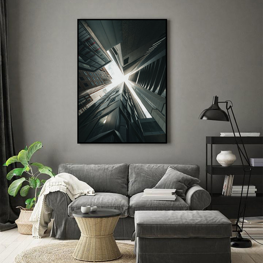 Skyscraper Radiance Canvas Wall Art – Urban Architectural Marvel