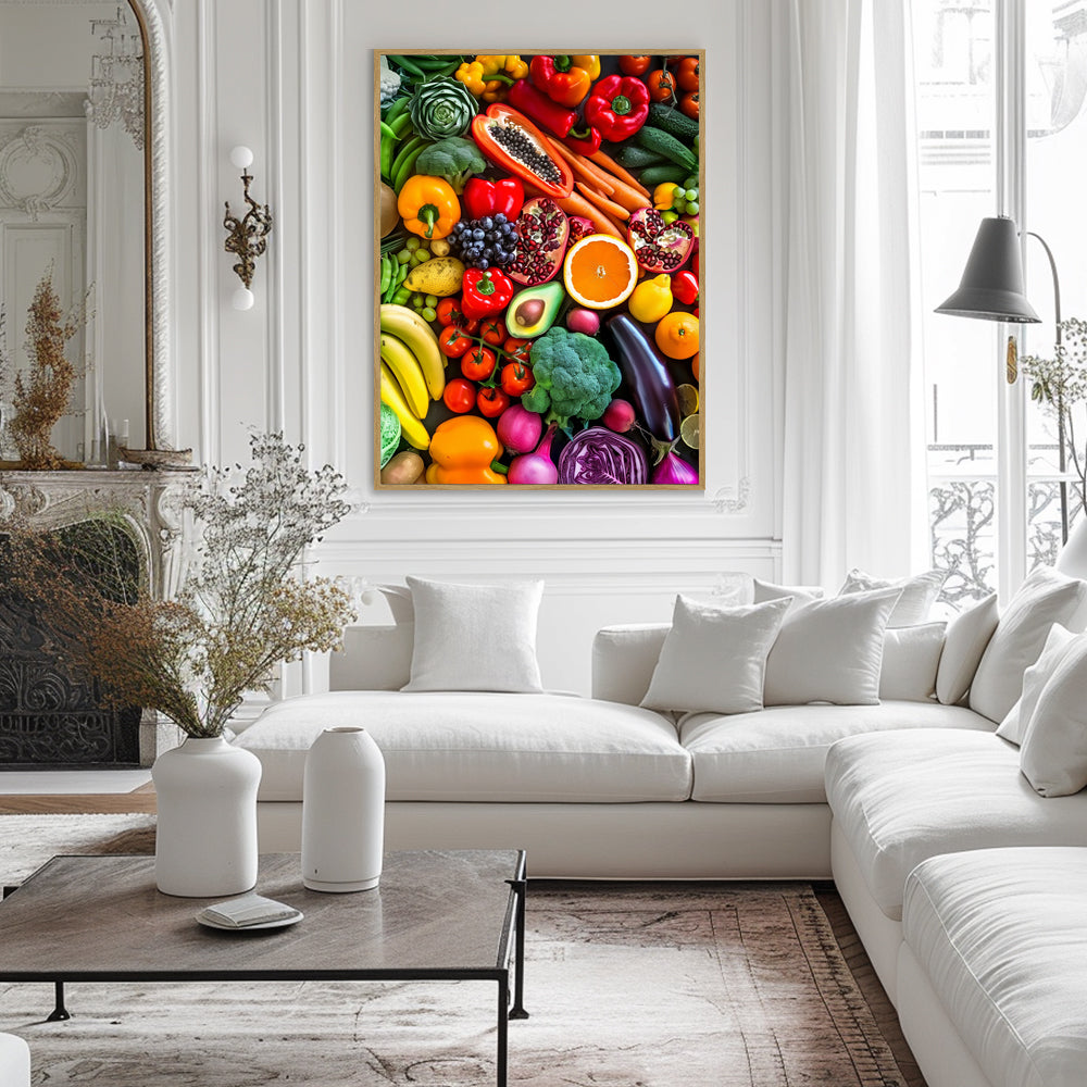 Colorful Fresh Fruits and Vegetables Canvas Wall Art