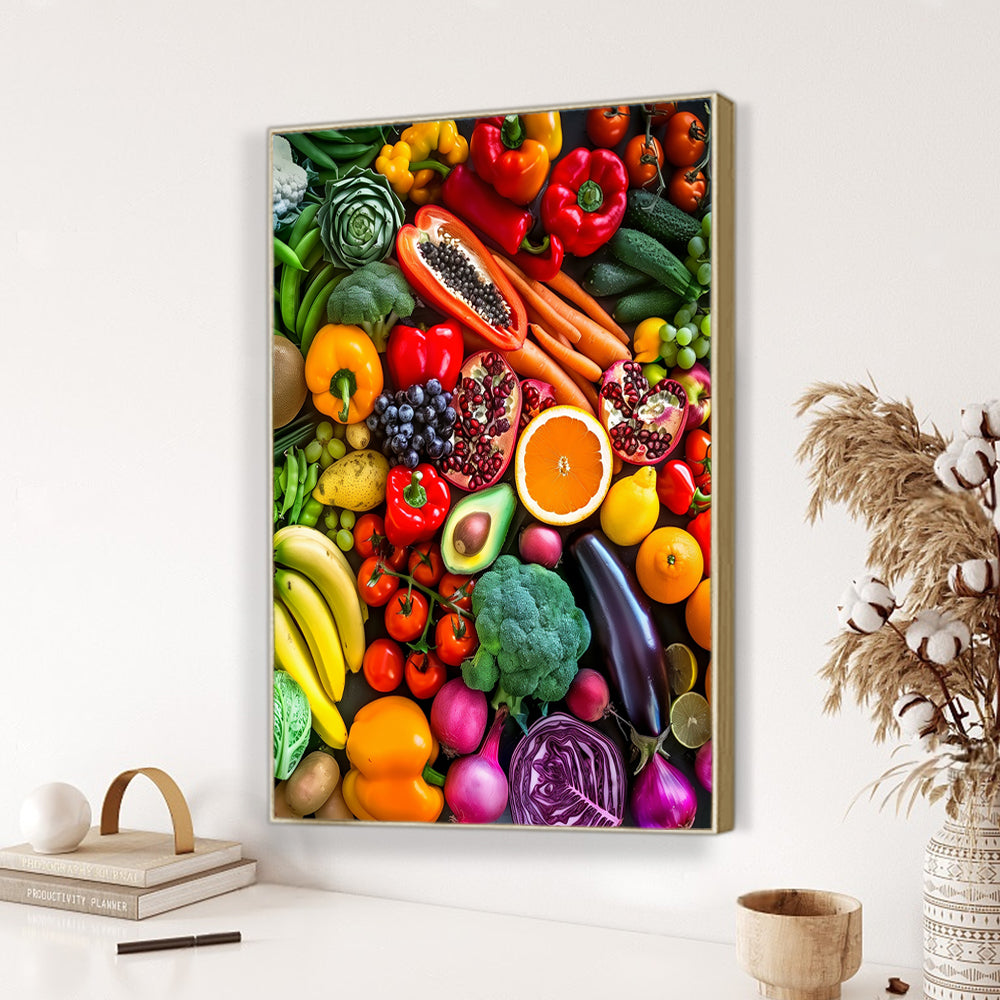 Colorful Fresh Fruits and Vegetables Canvas Wall Art