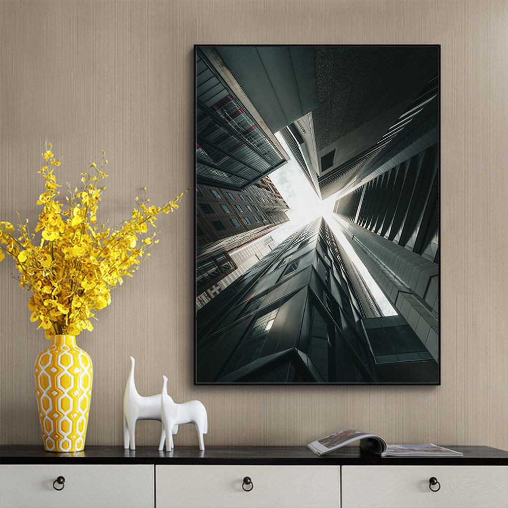 Skyscraper Radiance Canvas Wall Art – Urban Architectural Marvel