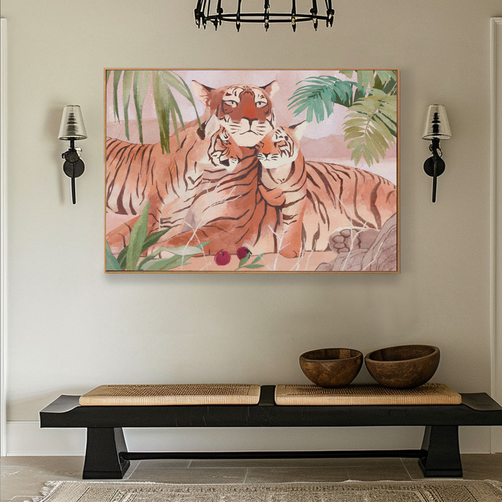 Tender Tigers in the Wild Canvas Wall Art