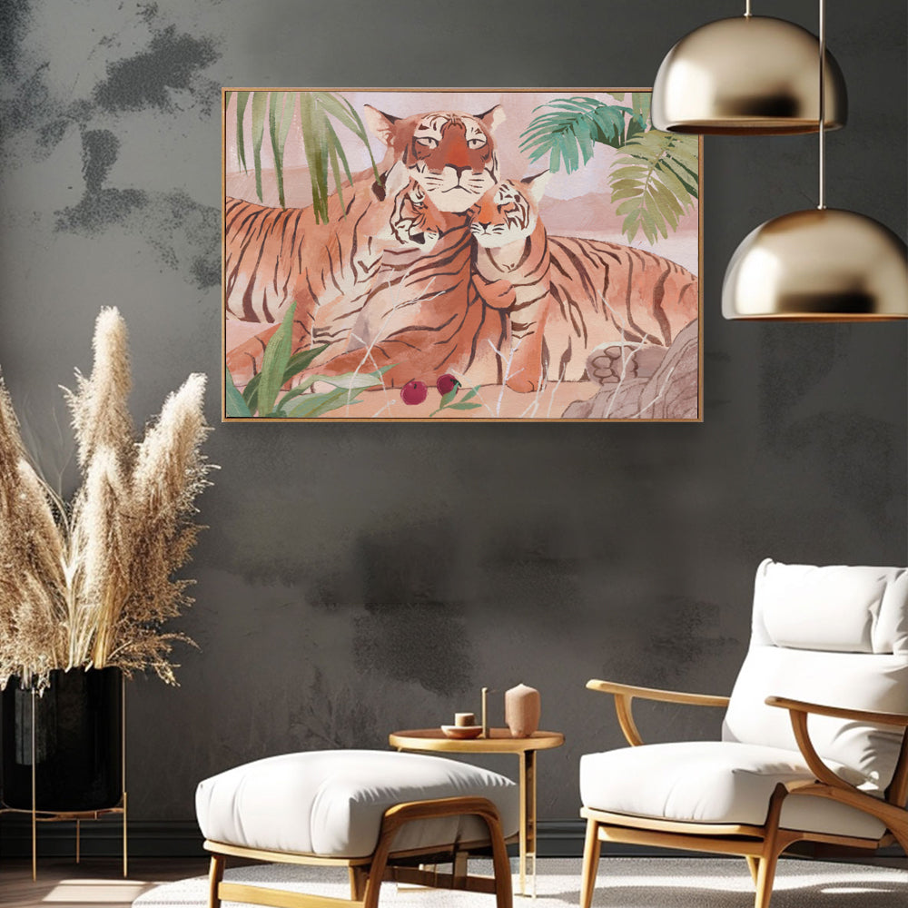 Tender Tigers in the Wild Canvas Wall Art