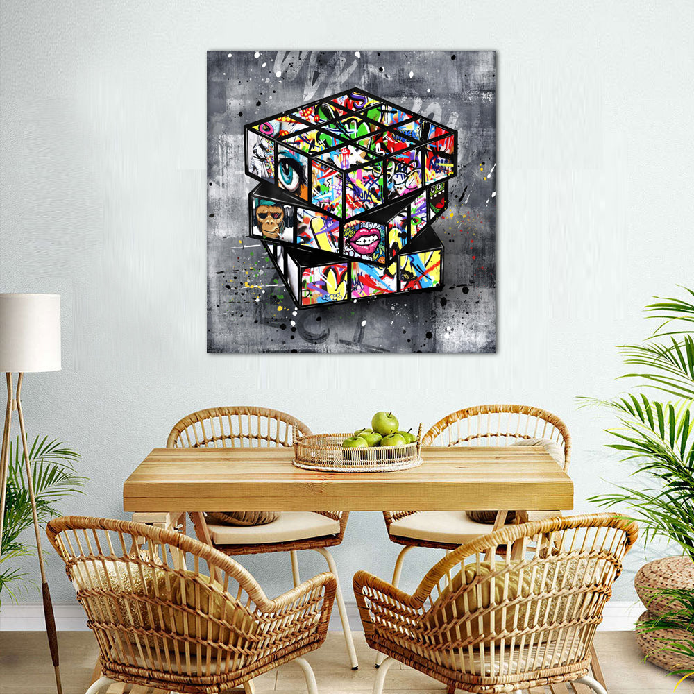 Graffiti Rubik's Cube Canvas Wall Art