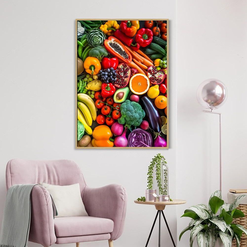 Colorful Fresh Fruits and Vegetables Canvas Wall Art