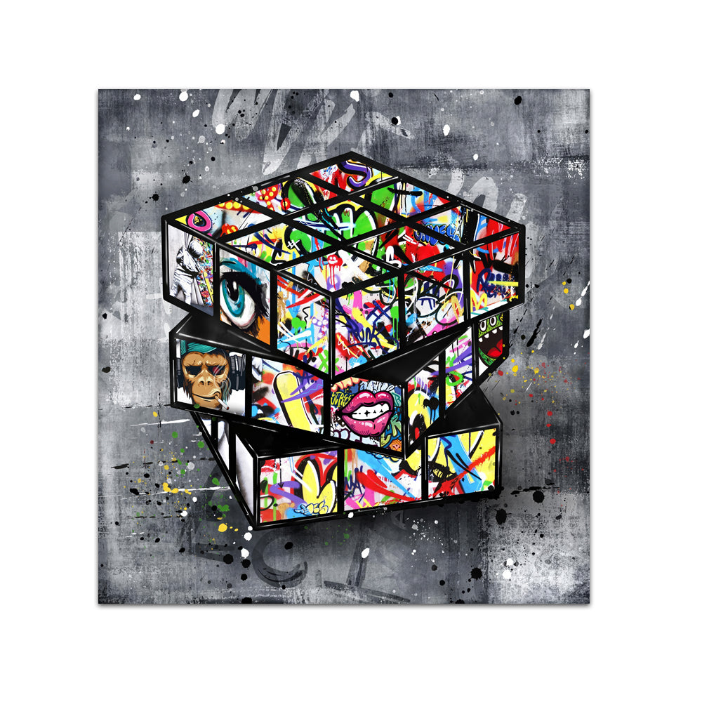Graffiti Rubik's Cube Canvas Wall Art