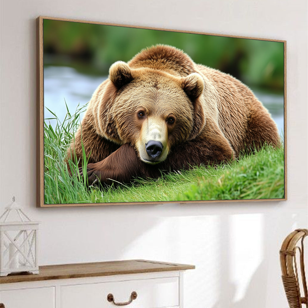 Tranquil Grizzly: Nature-Inspired Canvas Wall Art