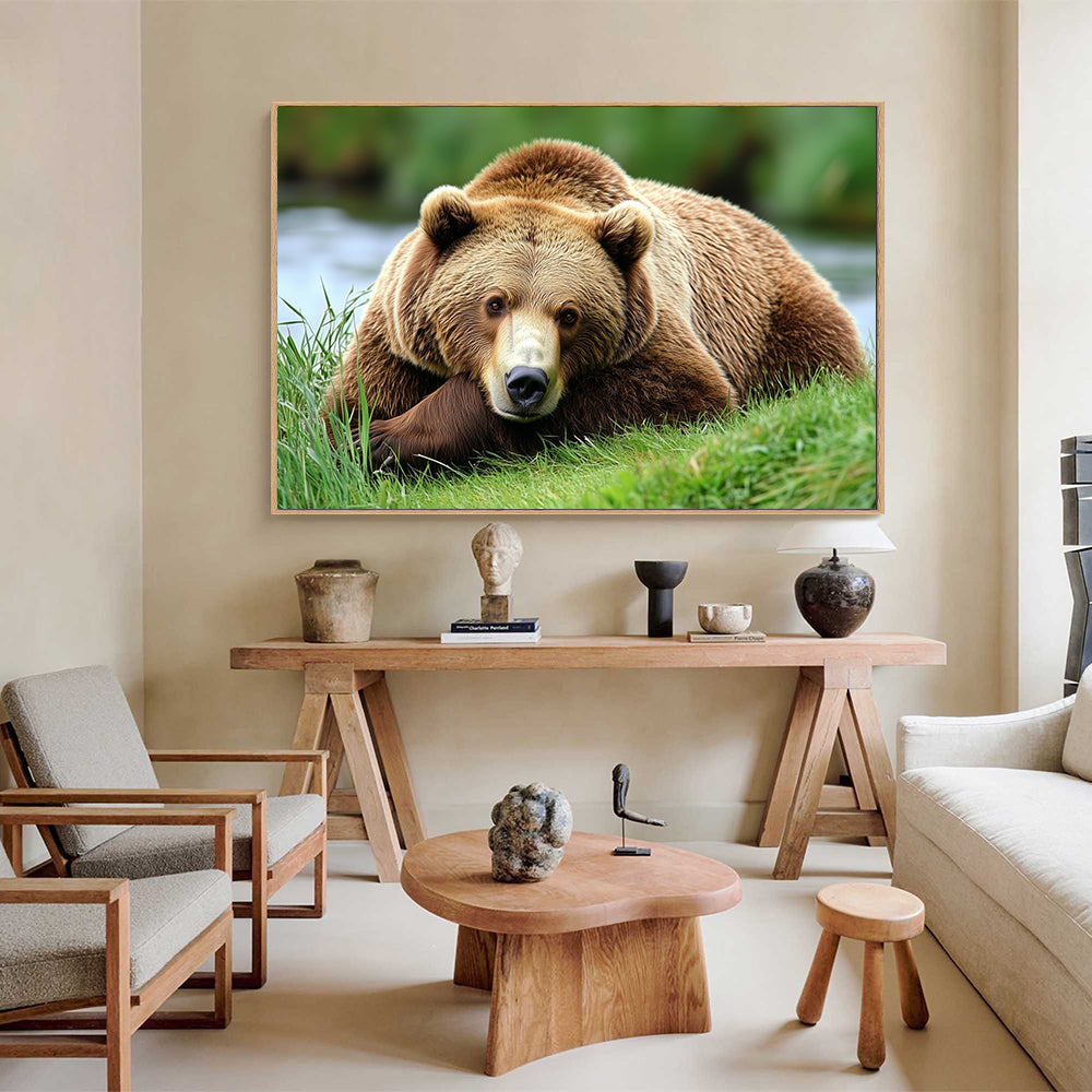 Tranquil Grizzly: Nature-Inspired Canvas Wall Art