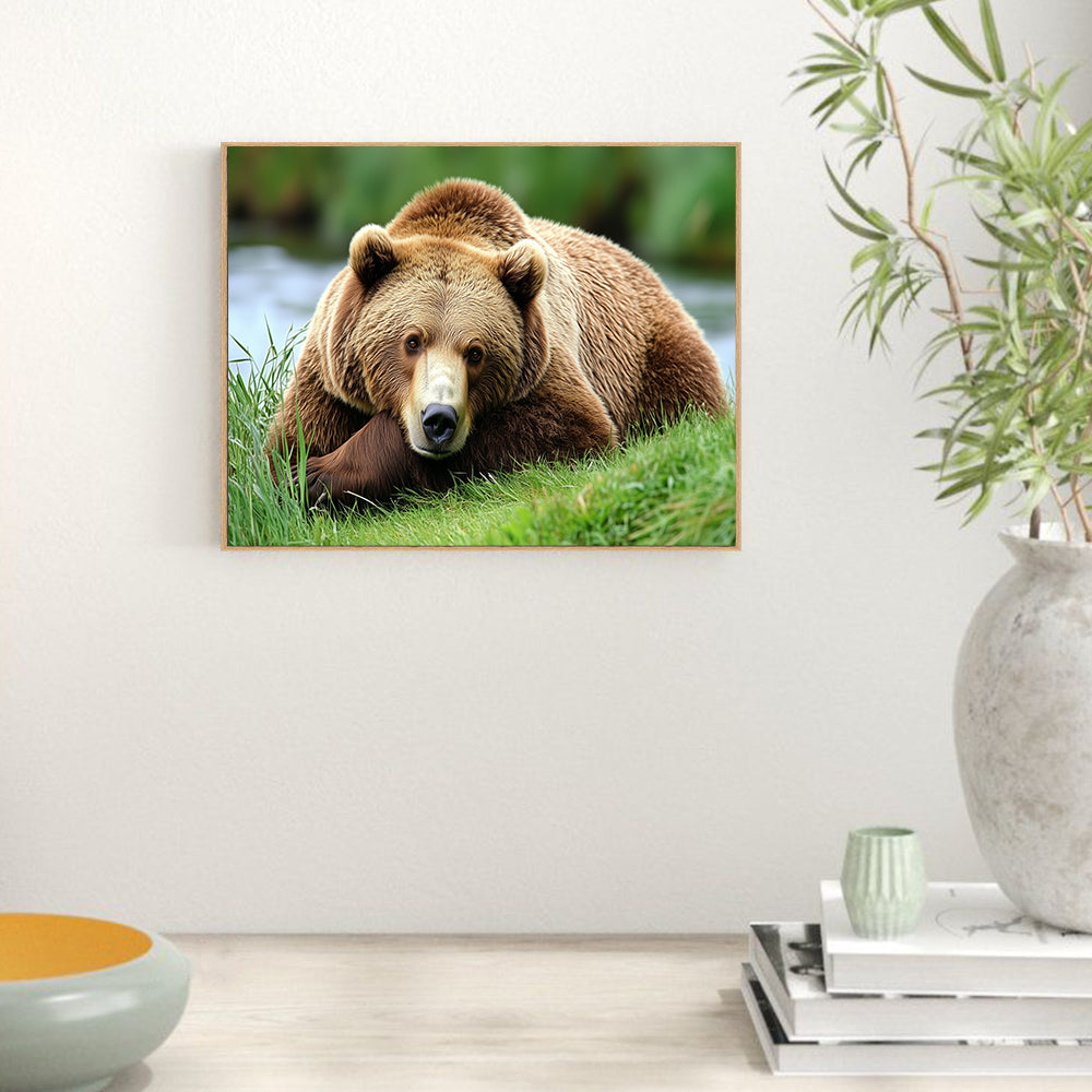 Tranquil Grizzly: Nature-Inspired Canvas Wall Art