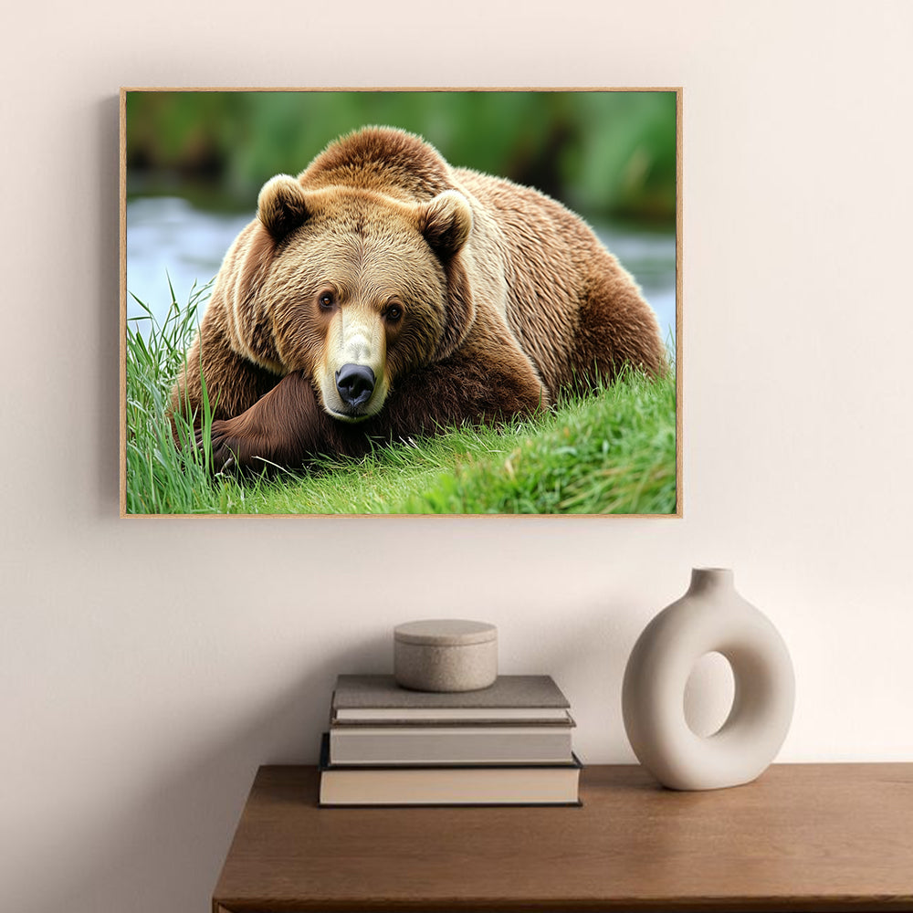 Tranquil Grizzly: Nature-Inspired Canvas Wall Art
