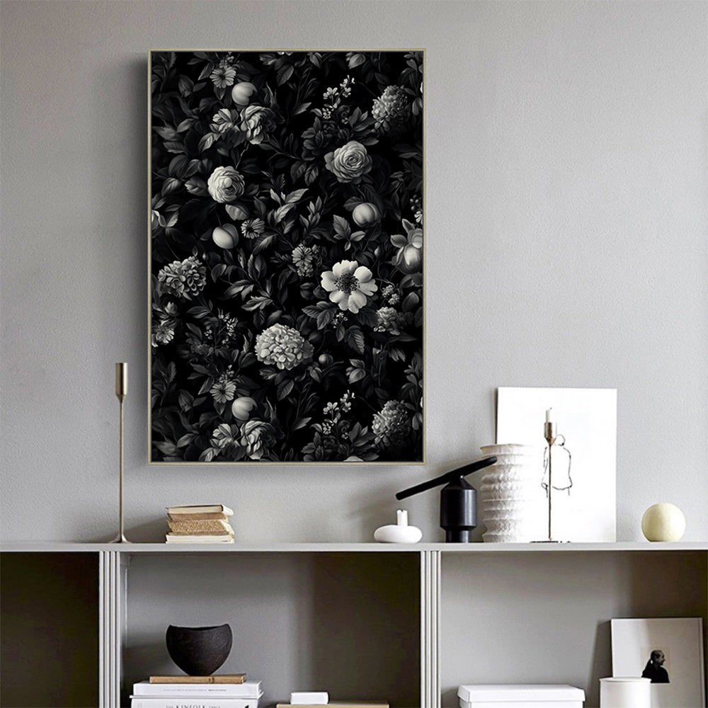Elegant Black Floral Canvas Wall Art