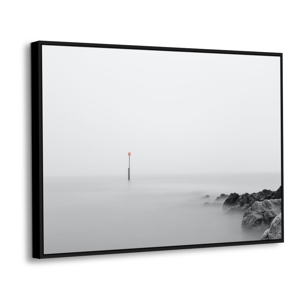 Minimalist Ocean Stillness – Black & White Canvas Wall Art