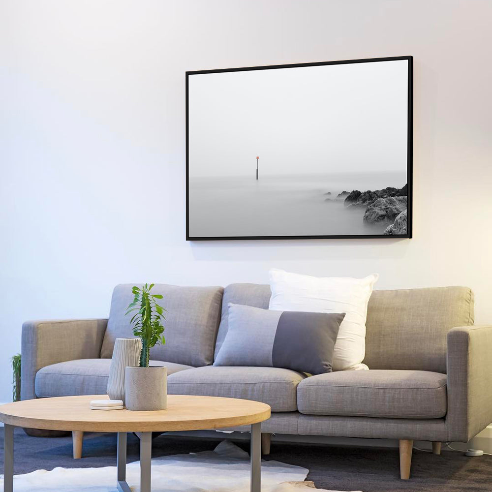 Minimalist Ocean Stillness – Black & White Canvas Wall Art
