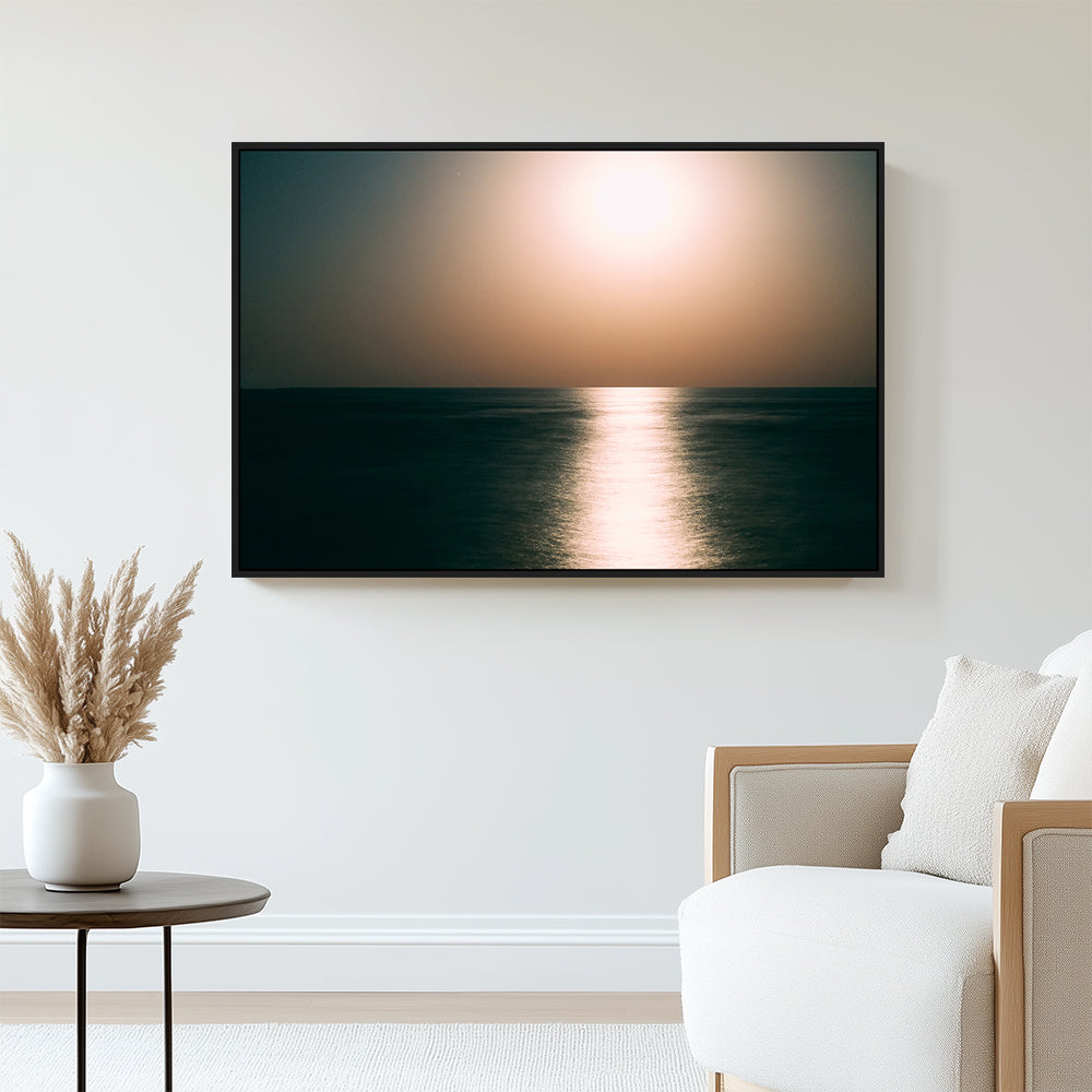Golden Horizon – Serene Ocean Sunset Canvas Wall Art