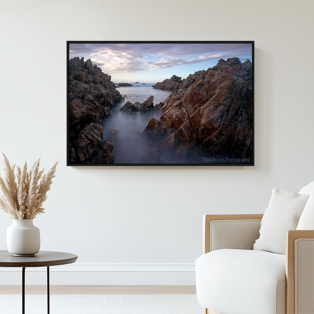 Misty Coastal Rockscape Canvas Wall Art