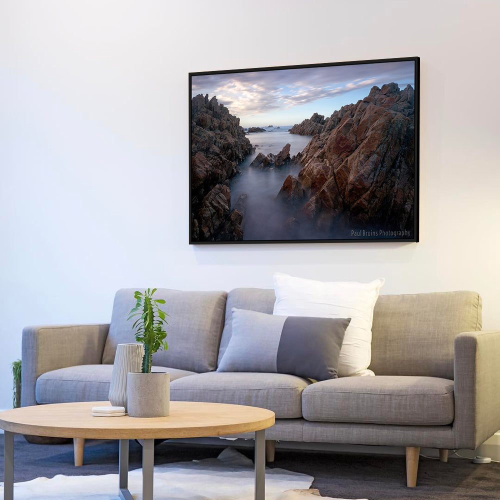 Misty Coastal Rockscape Canvas Wall Art