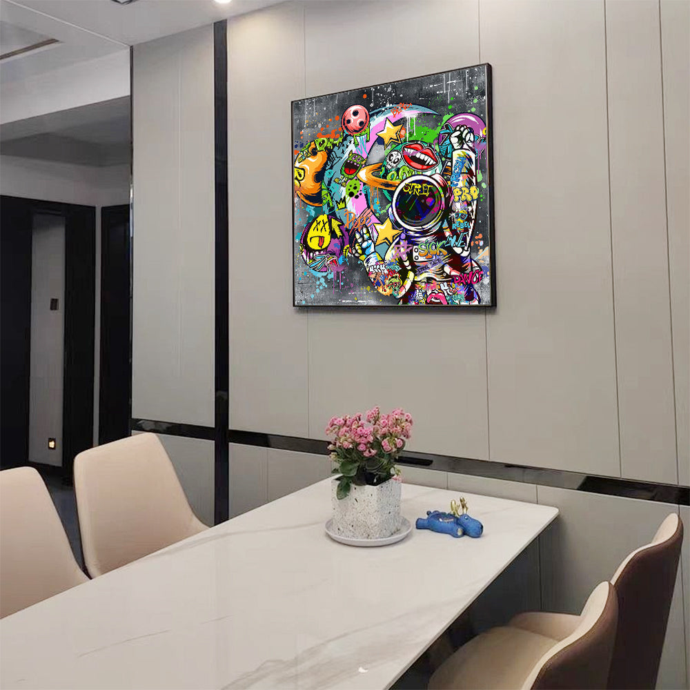 Urban Pop Culture Decor- Graffiti Astronaut Street Art Canvas Wall Art
