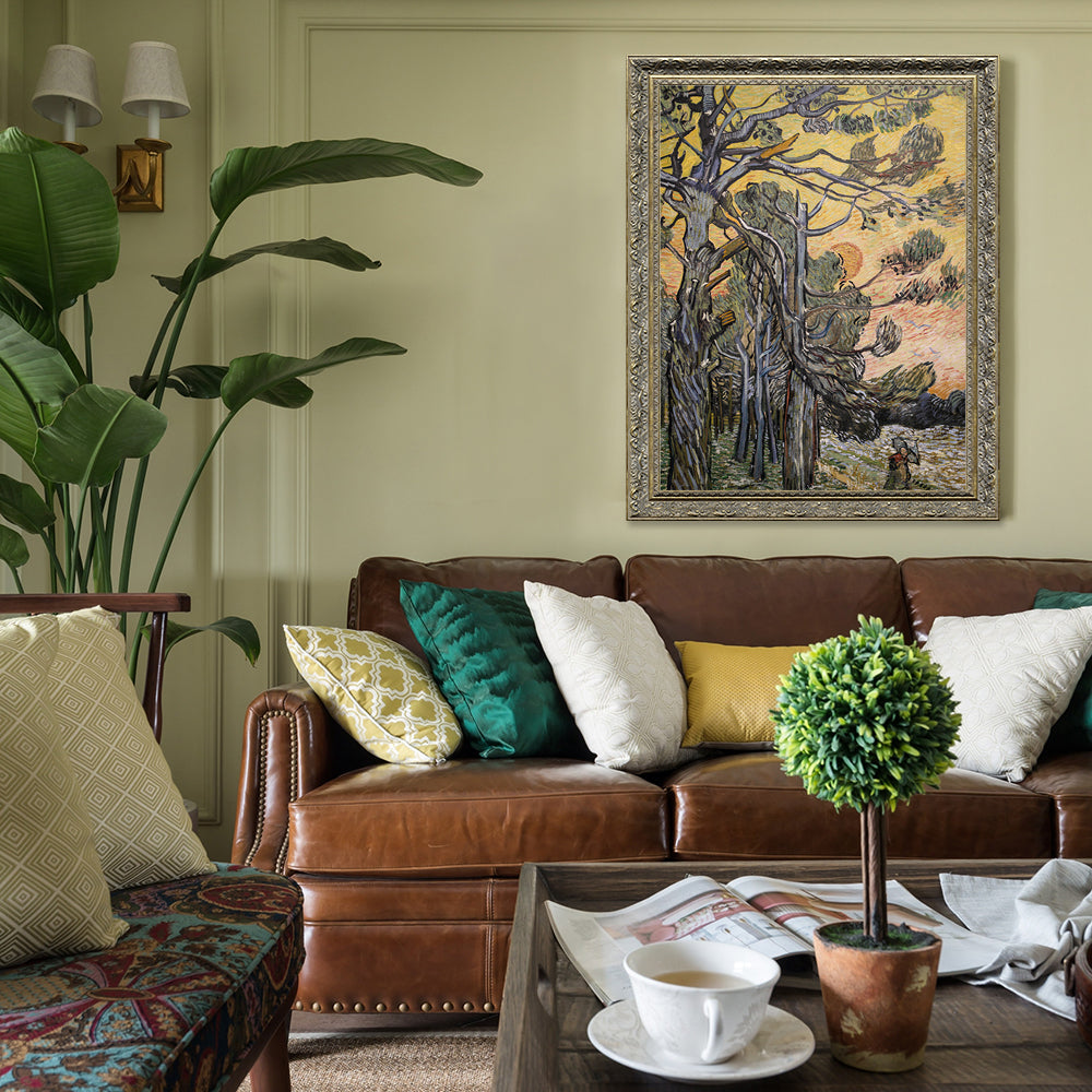 Pine Trees At Sunset By Vincent Van Gogh