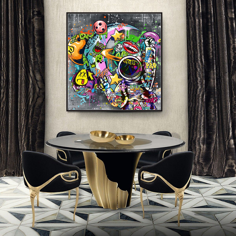 Urban Pop Culture Decor- Graffiti Astronaut Street Art Canvas Wall Art