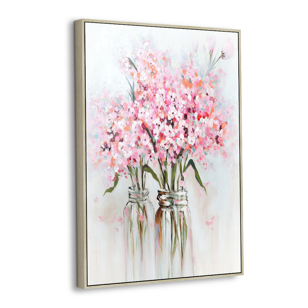 Pink Blossom Vases Canvas Wall Art