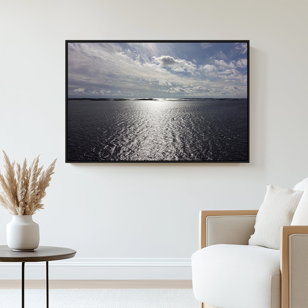 Silver Horizon – Ocean Reflection Canvas Wall Art