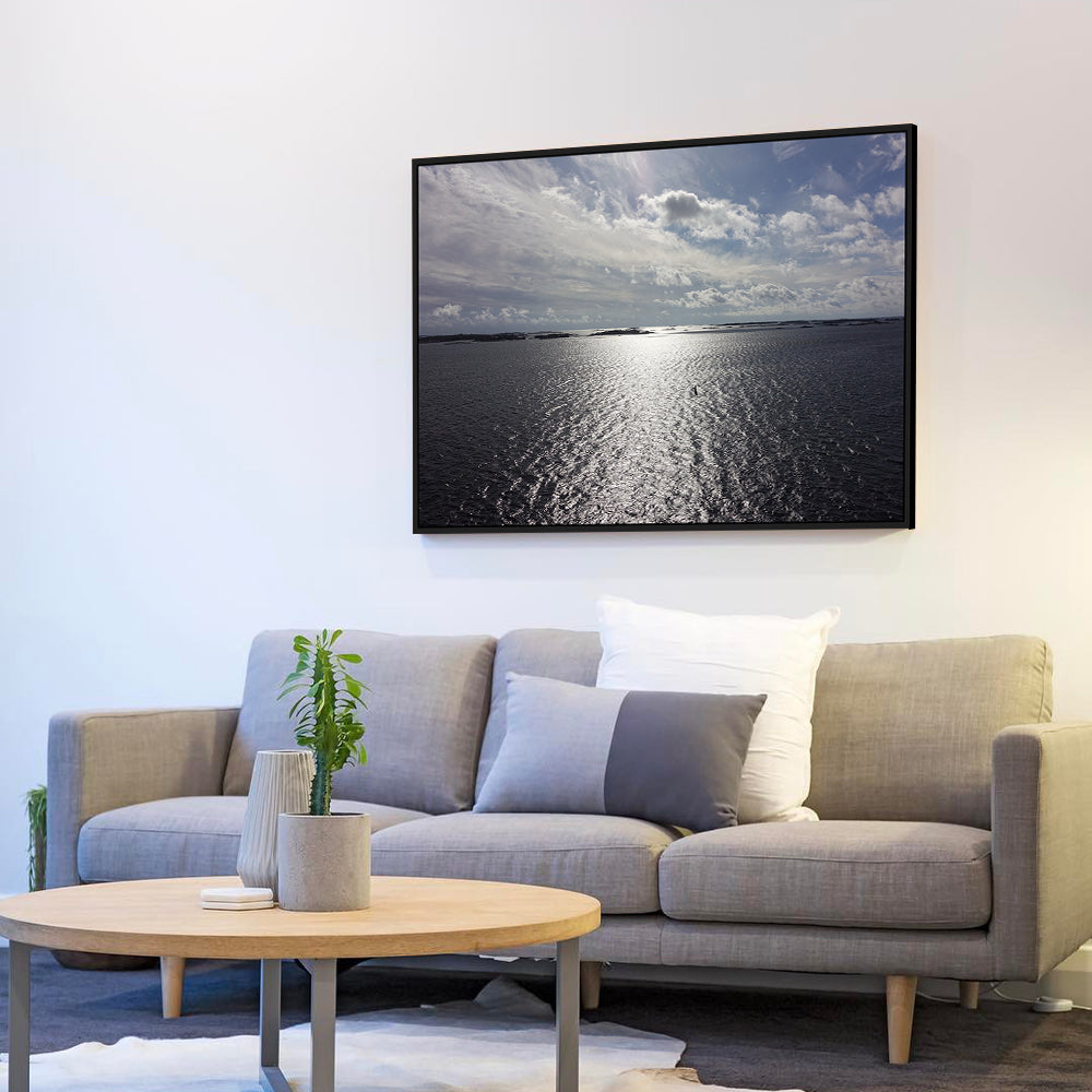 Silver Horizon – Ocean Reflection Canvas Wall Art