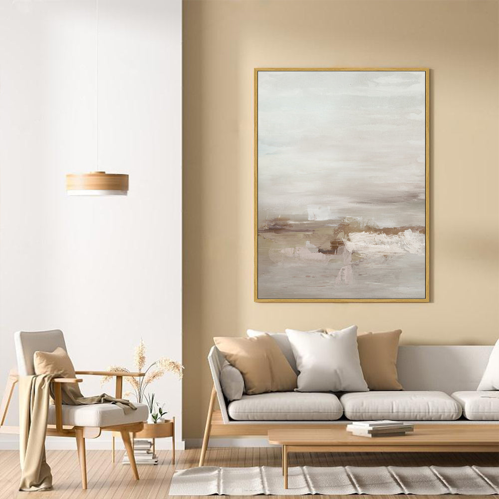Soft Beige And Gray Landscape Design Canvas Wall Art