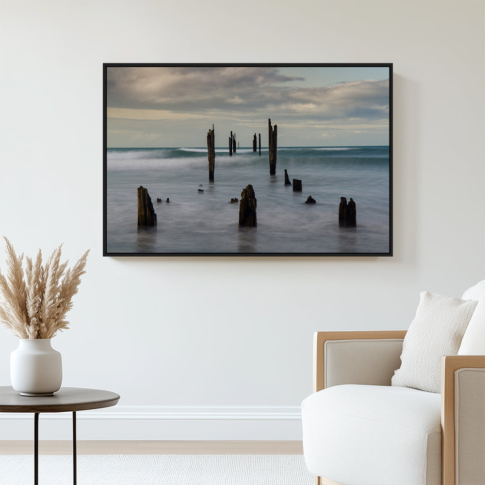 Mystic Ocean Ruins – Tranquil Seascape Canvas Wall Art