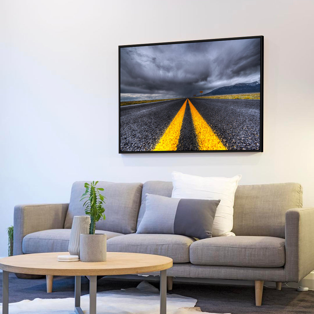 Stormy Open Road – Adventure & Freedom Canvas Wall Art