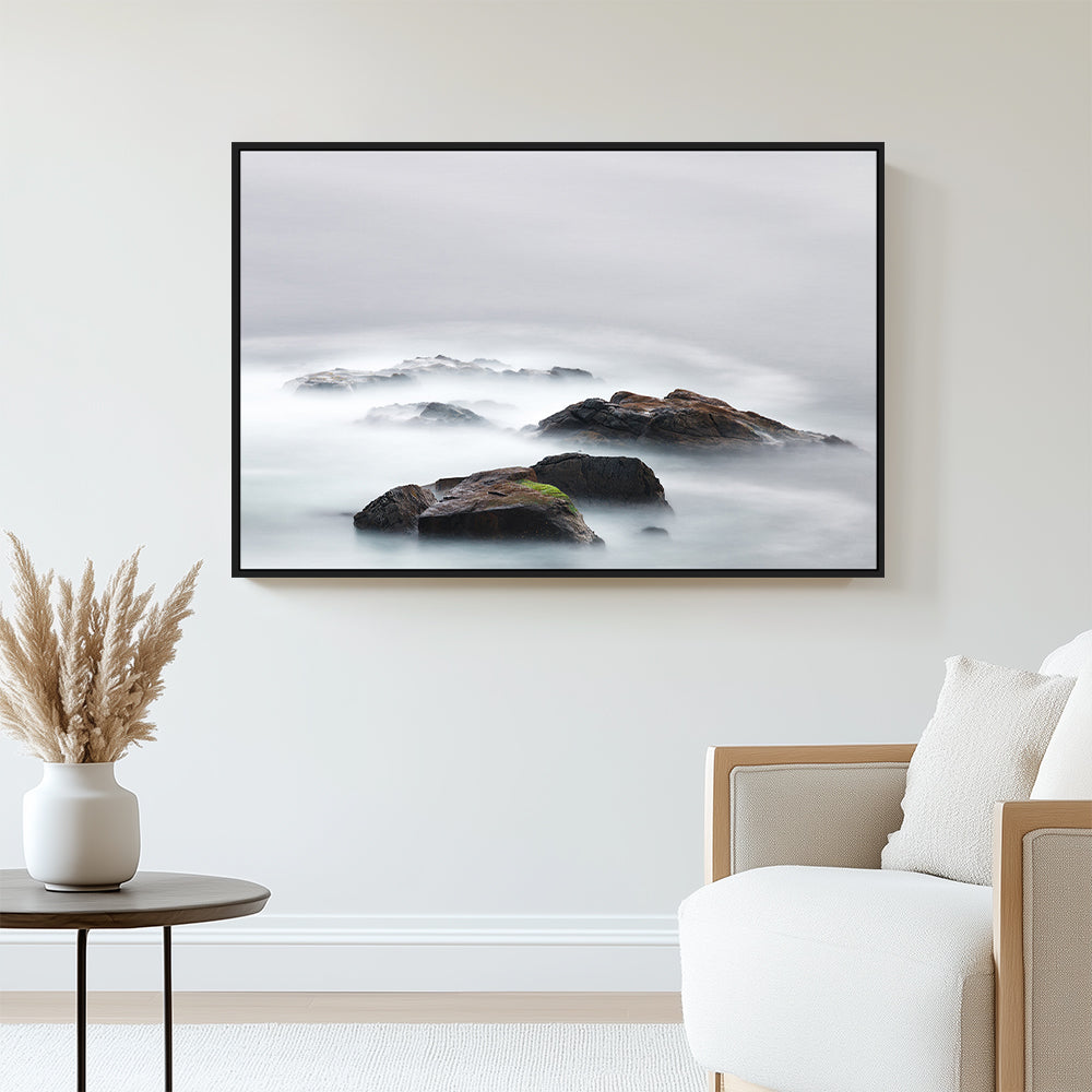 Ethereal Coastal Rocks – Tranquil Seascape Canvas Wall Art