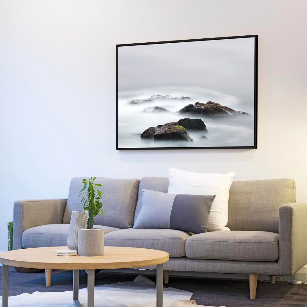 Ethereal Coastal Rocks – Tranquil Seascape Canvas Wall Art