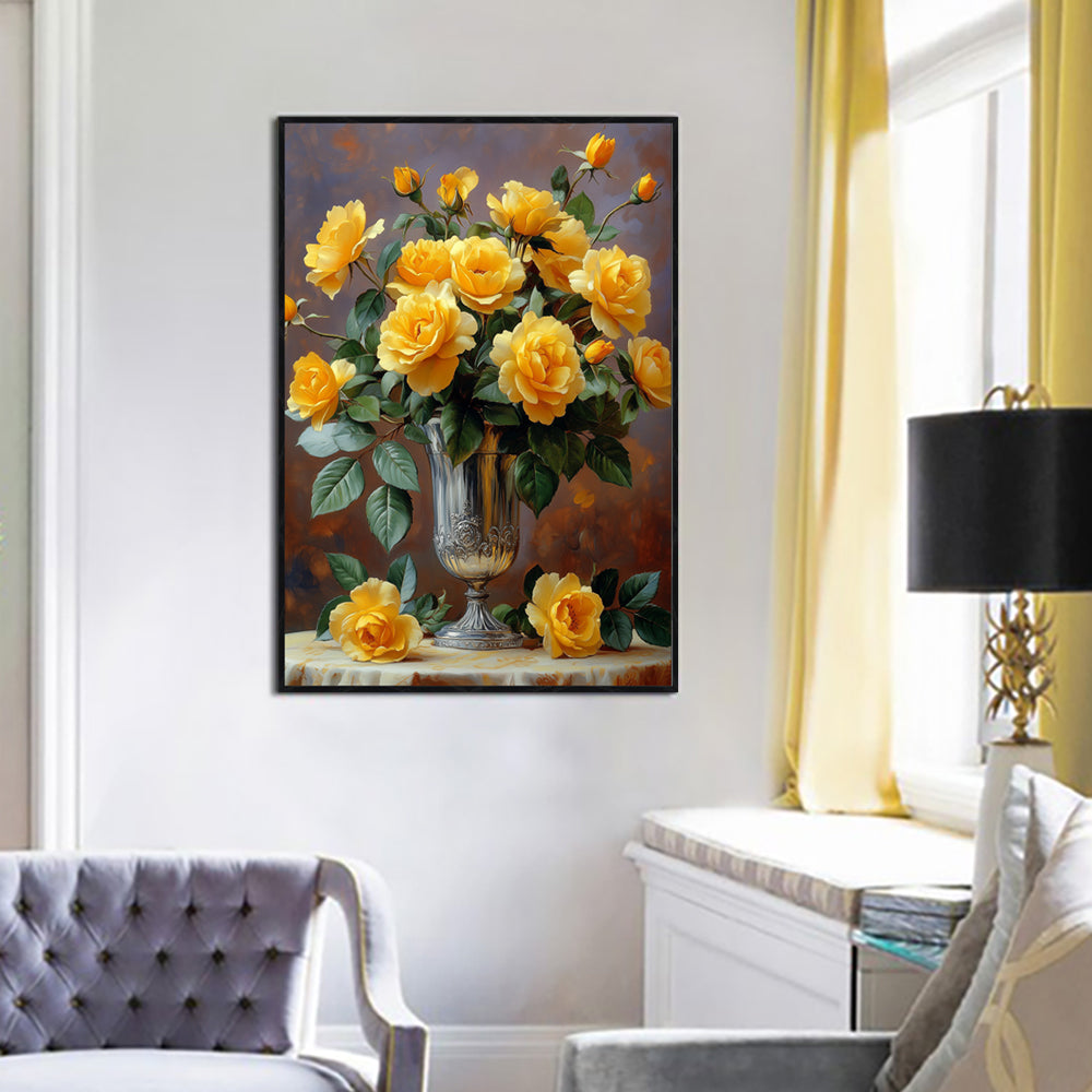 Elegant Yellow Roses Canvas Wall Art