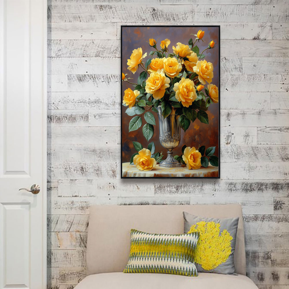 Elegant Yellow Roses Canvas Wall Art