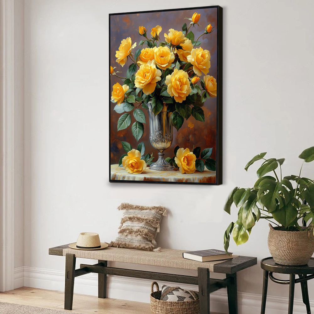 Elegant Yellow Roses Canvas Wall Art