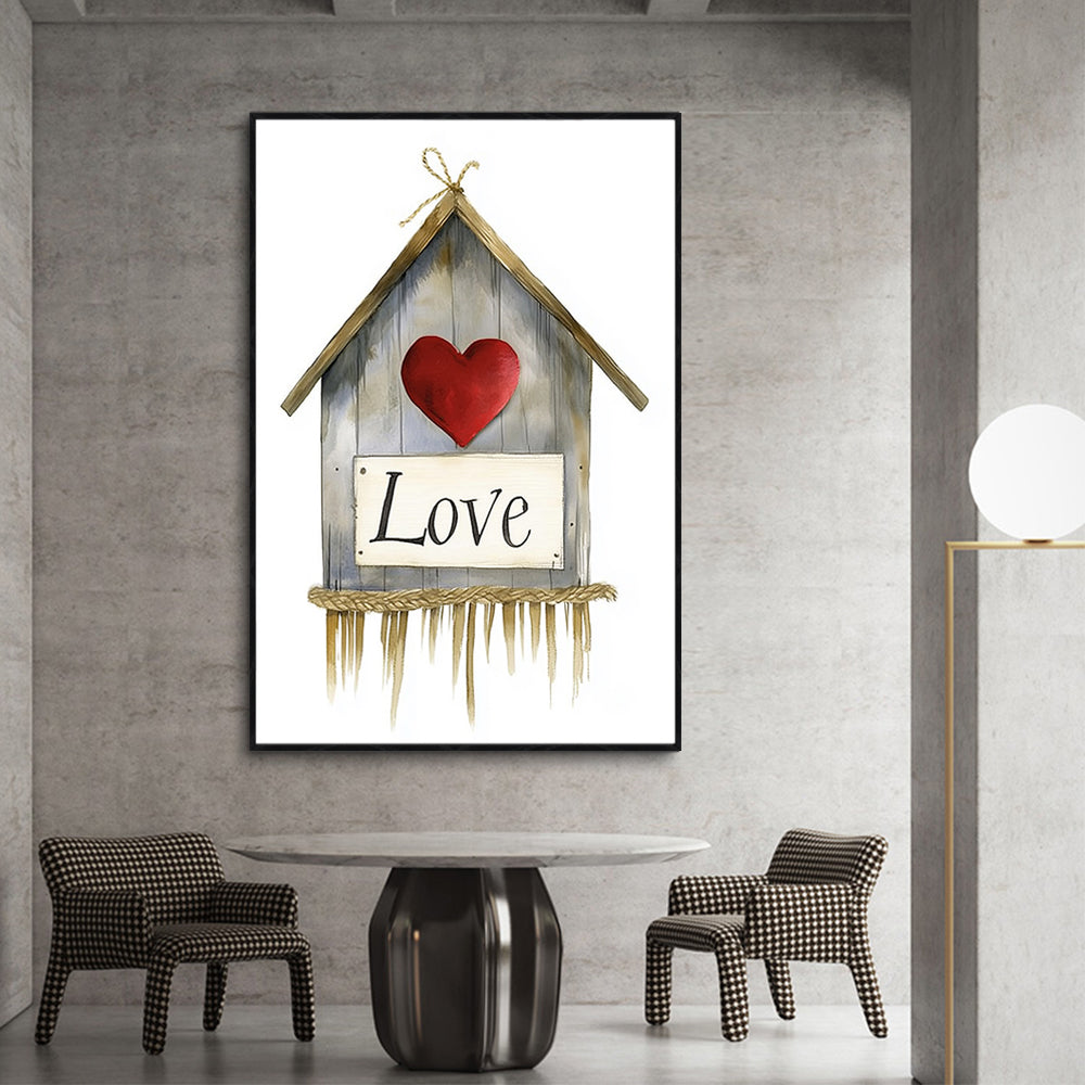 Rustic Love Birdhouse Canvas Wall Art