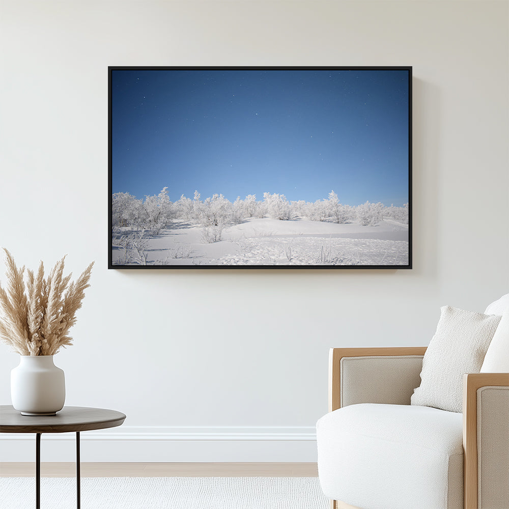 Winter Night Sky – Serene Snow Landscape Canvas Wall Art