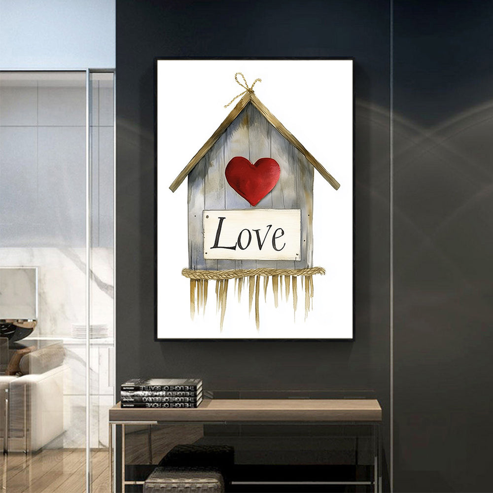 Rustic Love Birdhouse Canvas Wall Art