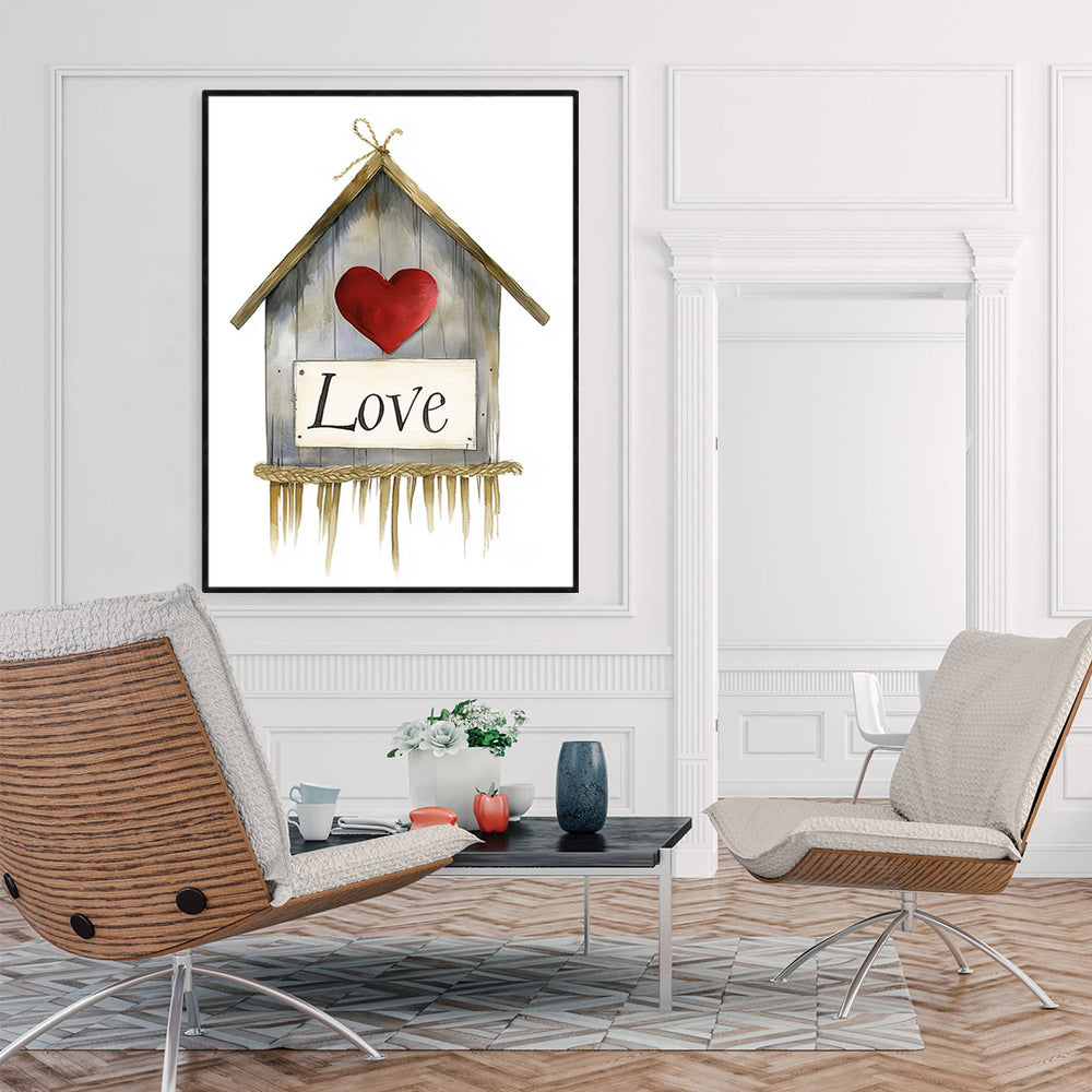 Rustic Love Birdhouse Canvas Wall Art