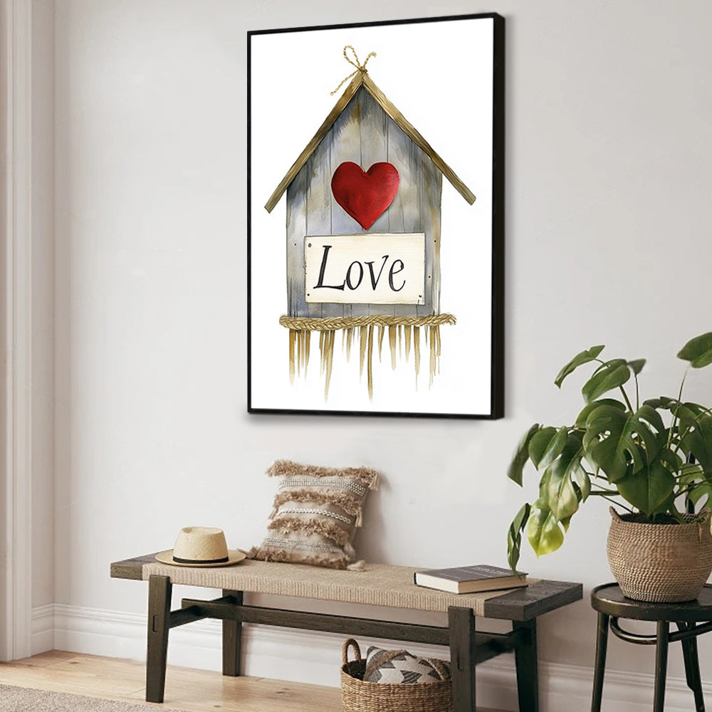 Rustic Love Birdhouse Canvas Wall Art