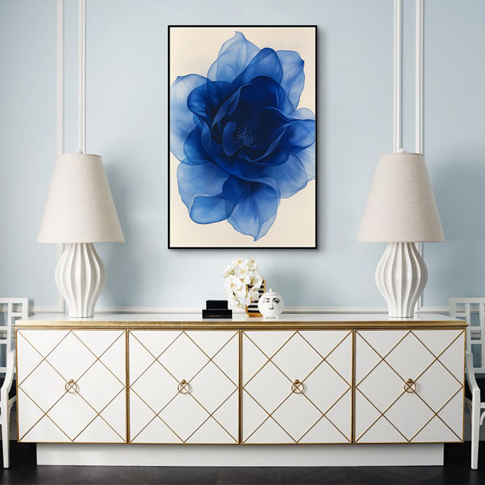 Elegant Blue Floral Canvas Wall Art