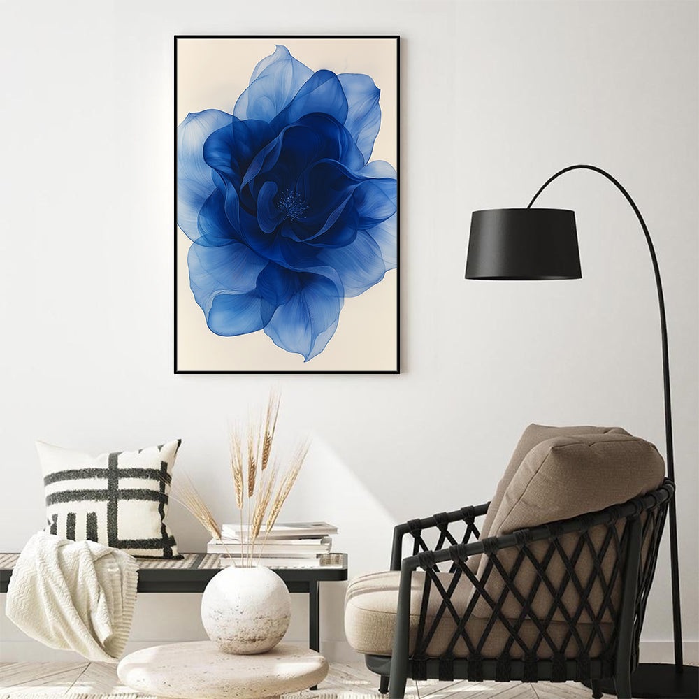 Elegant Blue Floral Canvas Wall Art