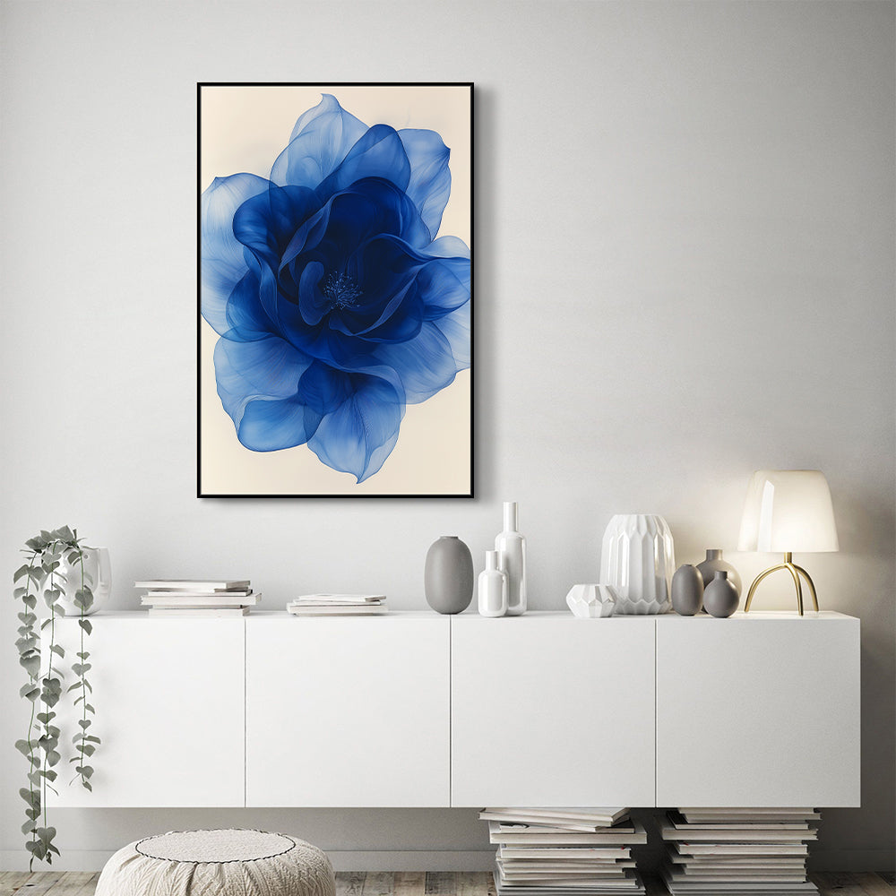 Elegant Blue Floral Canvas Wall Art