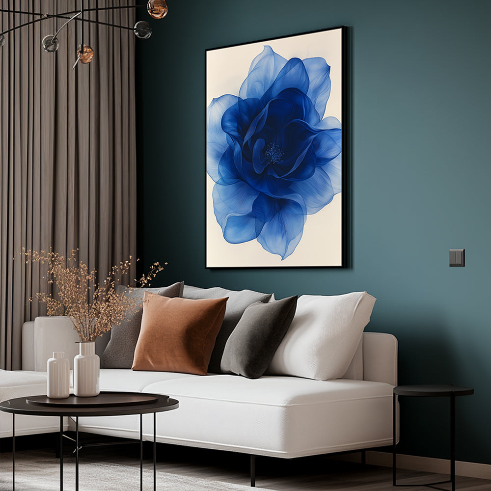 Elegant Blue Floral Canvas Wall Art